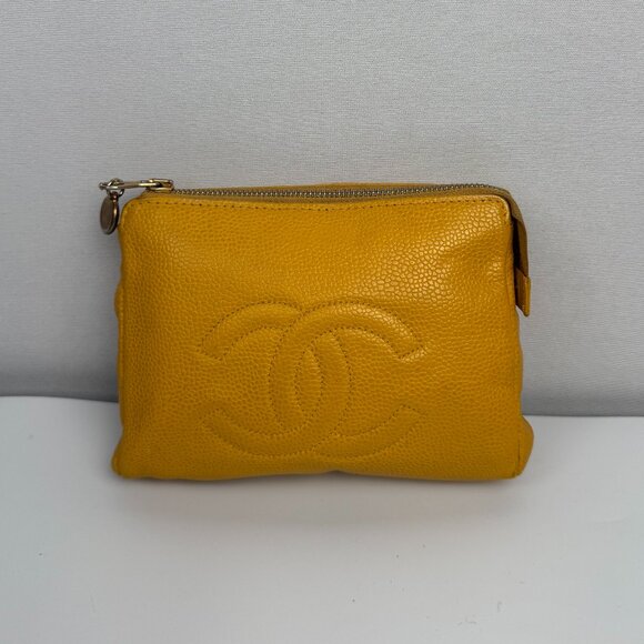 Chanel Yellow Caviar Timeless CC Cosmetic Pouch - Picture 1 of 2